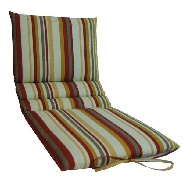 Unbranded Argent Stripe Persimmon Outdoor Chaise Lounge Cushion-DISCONTINUED