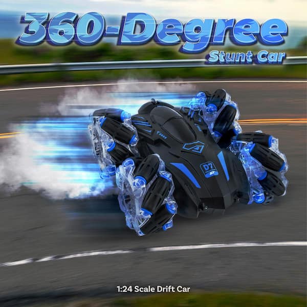 Sunnydaze 360° Rotating Light-Up Remote-Control Stunt Car