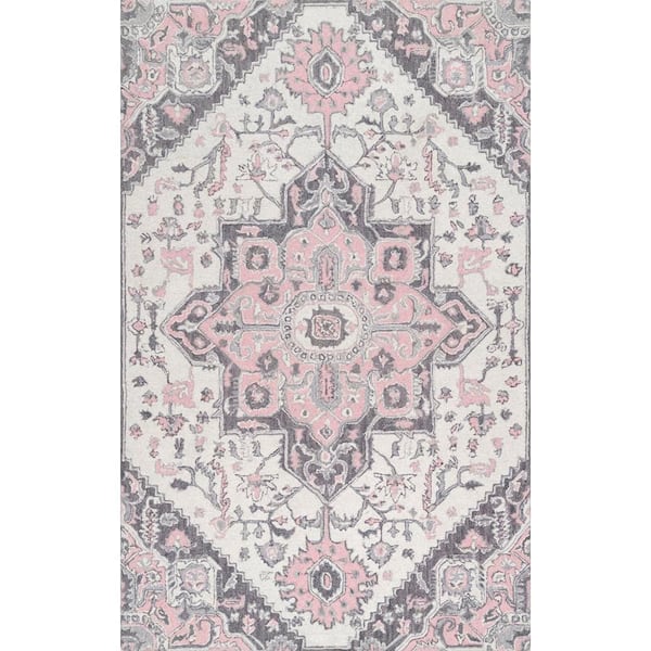 nuLOOM Dewitt Floral Pink 5 ft. x 8 ft. Area Rug