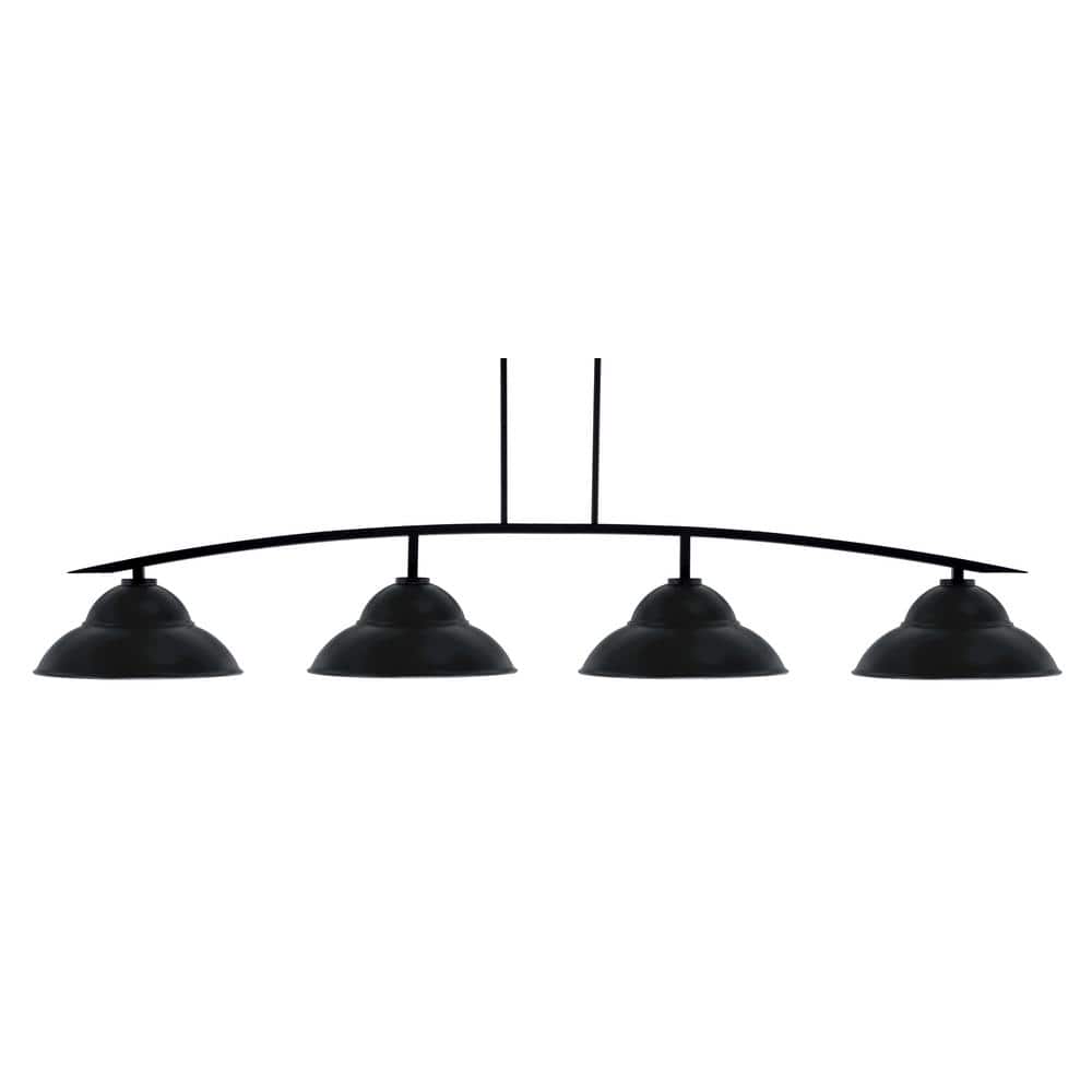 Siena 4-Light Matte Black Billiard Light with 16 in. Matte Black Metal Shad