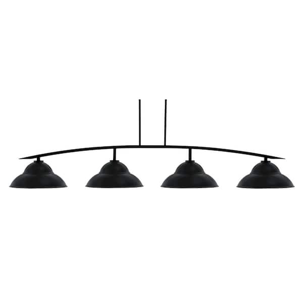 Siena 4-Light Matte Black Billiard Light with 16 in. Matte Black Metal Shades no bulbs included
