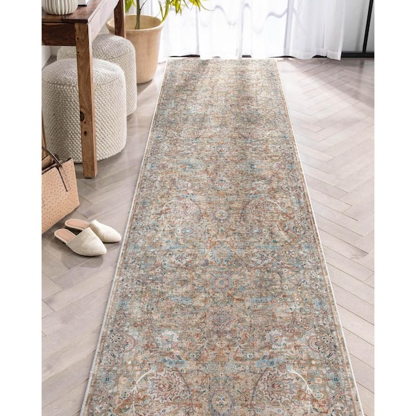 Asha Emilia Vintage Persian Oriental Blue 2 ft. 3 in. x 24 ft. 9 in. Runner Area Rug