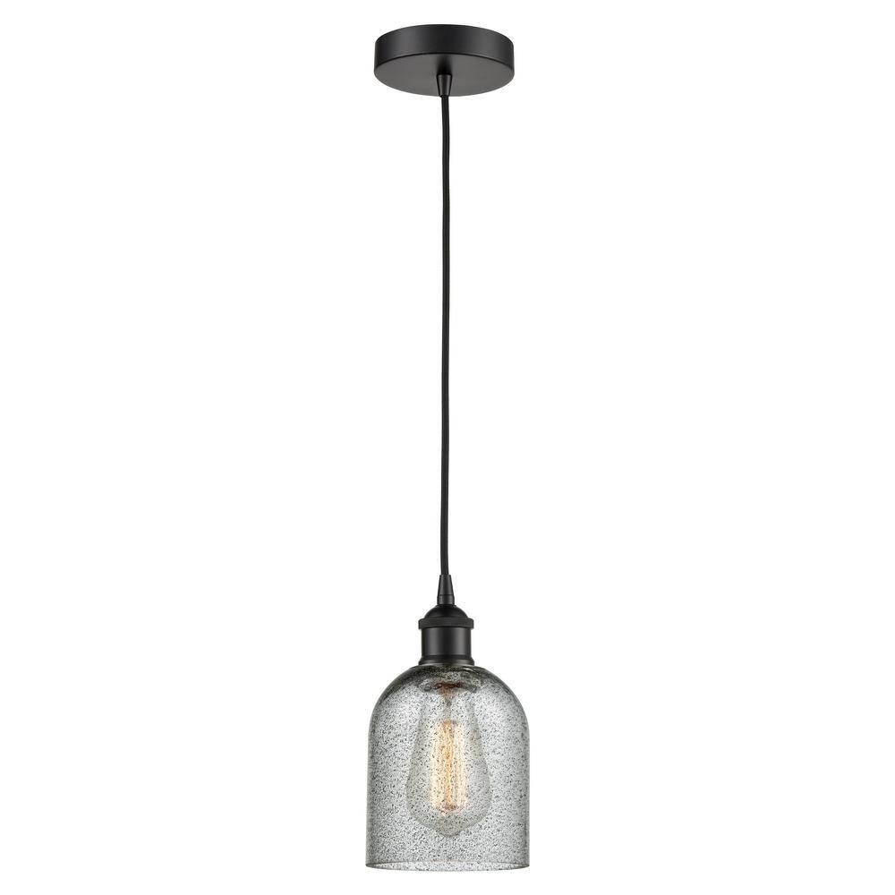 Caledonia 60-Watt 1-Light Matte Black Standard Mini Pendant Light with Charcoal Glass, No Bulbs Included price history on PriceWatchPro