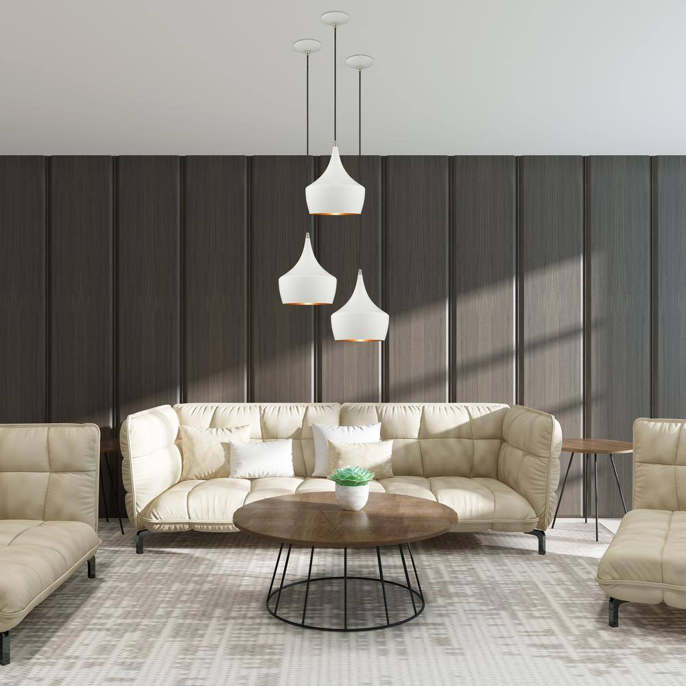 Waldorf Mini White Aluminum Pendant with Gold Lining