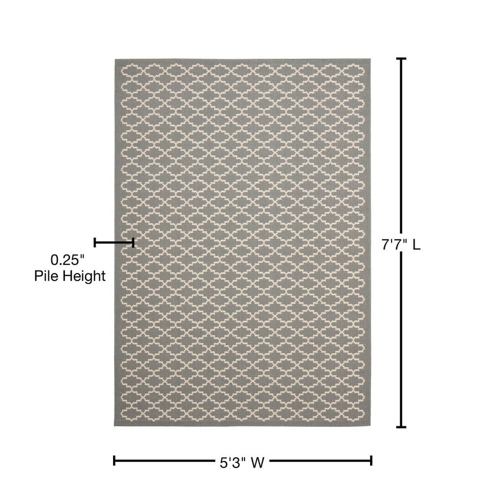 Anthracite and Beige 5' x 7' Easy-Care Synthetic Area Rug