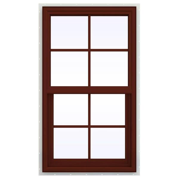 JELD-WEN 23.5 in. x 35.5 in. V-4500 Series Single Hung Vinyl Window with Grids - Red