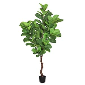 6 ft. Real Touch Artificial Fiddle Leaf Fig Tree in Black Pot