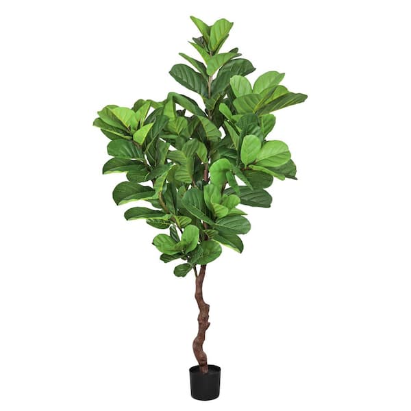 LIVING LUXURY 6 ft. Real Touch Artificial Fiddle Leaf Fig Tree in Black Pot
