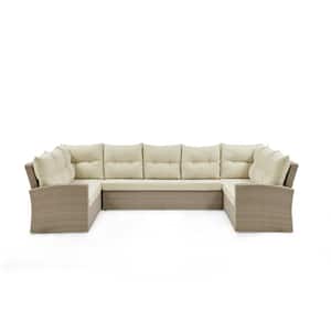 Canaan All-Weather Wicker Outdoor Horseshoe Sectional Sofa with Cushions