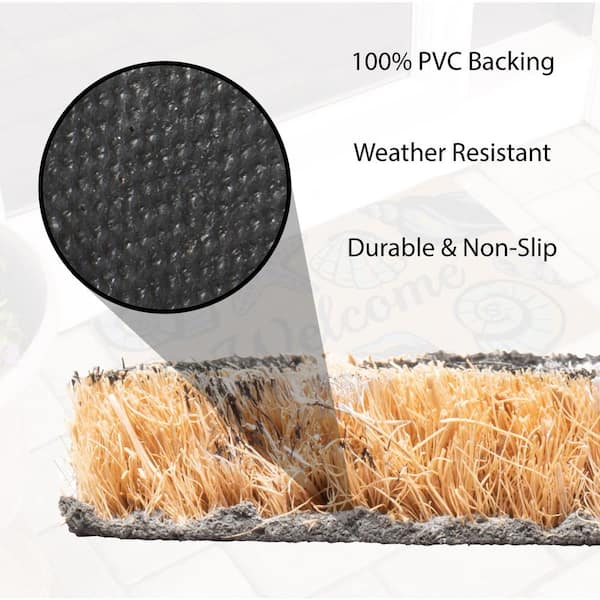 All Weather Seashell Welcome 18 in. x 28 in. Indoor/Outdoor Printed Coir Mat