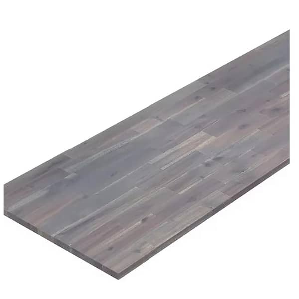 Interbuild 8 ft. L x 25 in. D, Acacia Butcher Block Standard Countertop in Dusk Grey with Square Edge