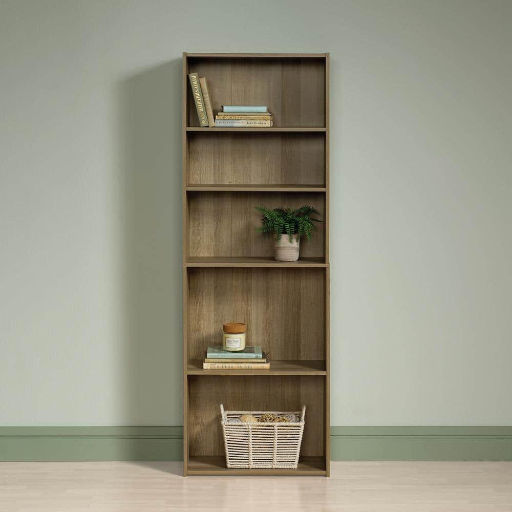 Adjustable Summer Oak 5-Shelf Large Bookcase