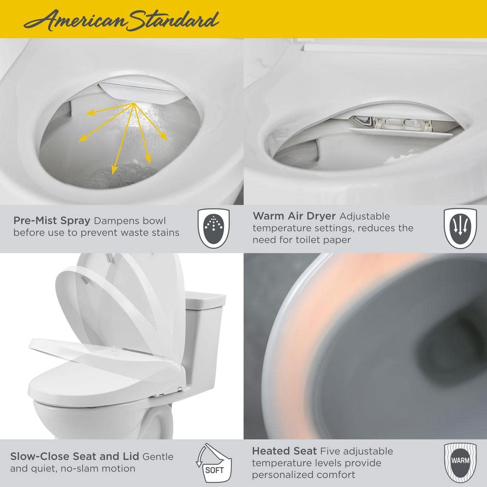 Advanced Clean White Elongated Electric Bidet Seat with Heated Feature