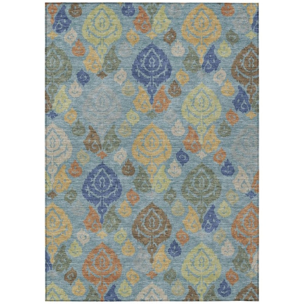 Chantille Machine Washable Indoor/Outdoor Abstract ACN2460 Teal 3 ft. x 4 ft. Area Rug