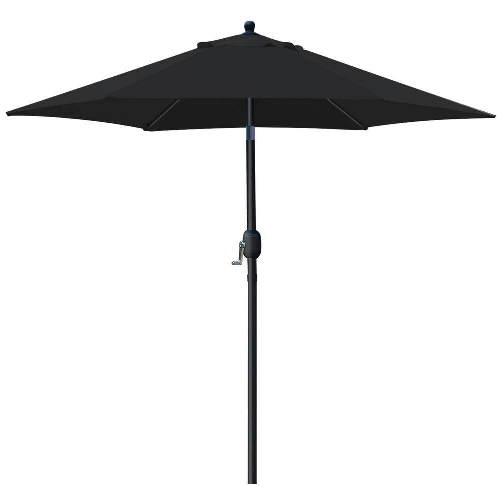 7-1/2 ft. Aluminum Market Push-Button Tilt Patio Umbrella 6 Ribs in Black
