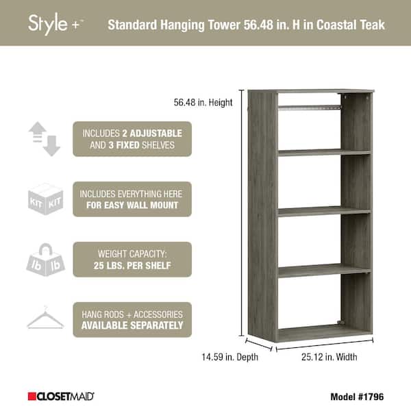 ClosetMaid Style+ 48 in. W Coastal Teak Top Shelf Kit 2096