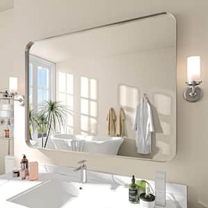48 in. W x 36 in. H Rectangular Aluminum Framed Wall Bathroom Vanity Mirror in Silver