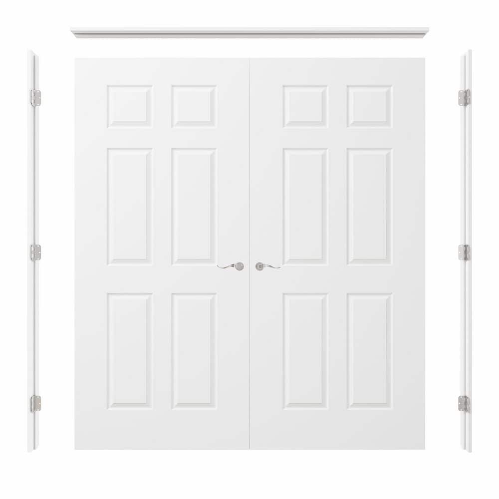 72 in. x 80 in. 6-Panel Universal-Handed Painted Solid Core Wood Double Prehung French Door Plus Quick Assemble Jamb price history on PriceWatchPro