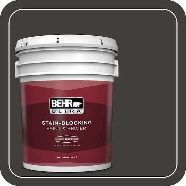 BEHR ULTRA 5 gal. #N510-7 Blackout Extra Durable Flat Interior Paint & Primer