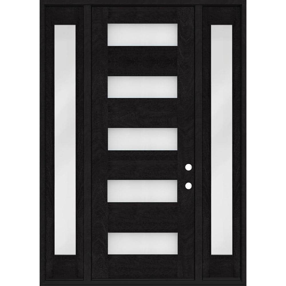 Regency 68 in. x 96 in. 5L Modern Frosted Glass LH Onyx Stain Mahogany Fiberglass Prehung Front Door w/Dbl 14in.SL price history on PriceWatchPro