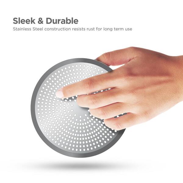 4-3/4 in. Stainless Steel and Silicone Shower Stall Drain Protector Bathtub  Hair Catcher, Brushed Nickle