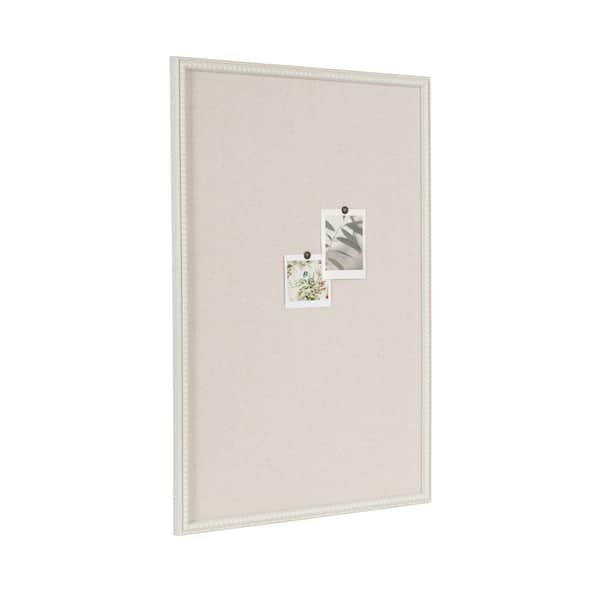 Makenna 24 in. W x 36 in. H Pinboard, White with Linen Fabric Surface