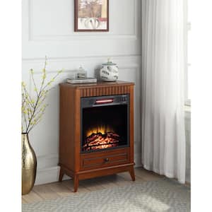 Hamish 22 in. Freestanding Fireplace with Drawer in Walnut
