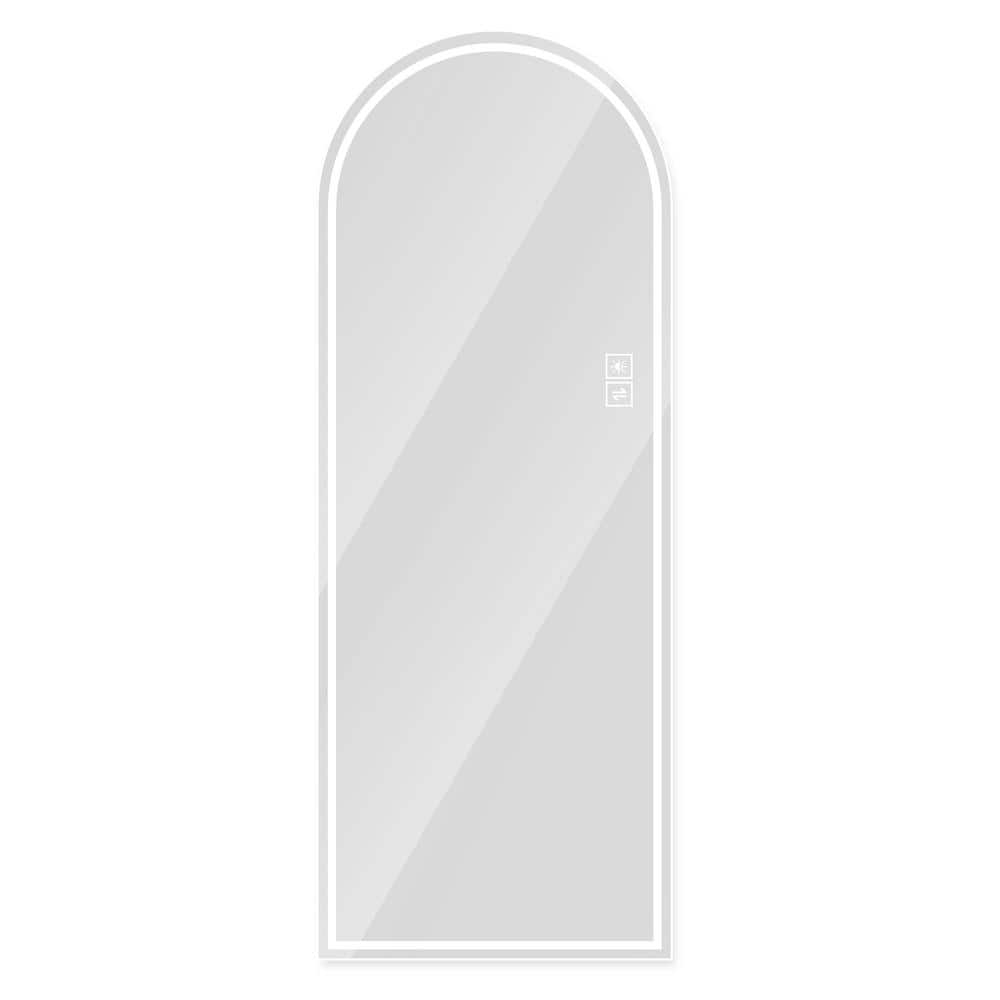 Silver 21 in. W x 65 in. H Arch Design LED Full Length Mirror, Wall-Mounted