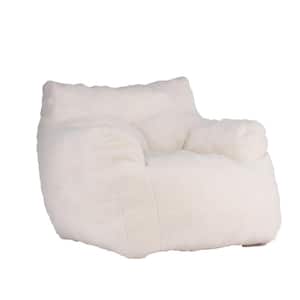 White Soft Tufted Foam Bean Bag Chair