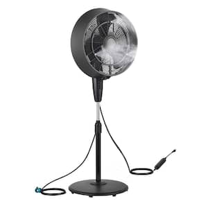 18 in. 3 Speeds Outdoor Misting Pedestal Fan in Black with 80° Oscillation 1600 CFM for up to 500 sq. ft