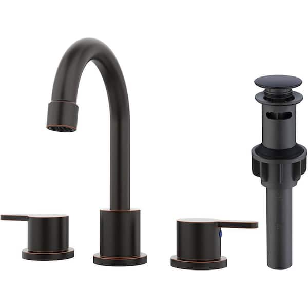 Rubbed Bronze 2-Handle Bathroom Faucet, 360° Swivel Spout, Centerset Design 4 in. Vanity Faucet 3 Holes Lavatory Faucet
