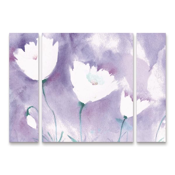 Trademark Fine Art Sheila Golden White Poppy 1-3-Piece Panel Set Unframed Photography Wall Art 30 in. x 41 in