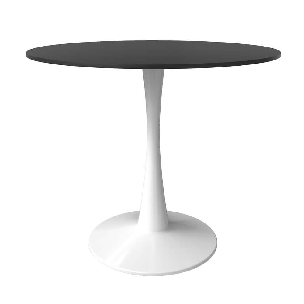 Bristol Mid-Century Modern Black and White Round Dining Table