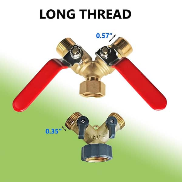 Garden Hose Splitter 2 Way Heavy Duty, Brass Water Hose Splitter With