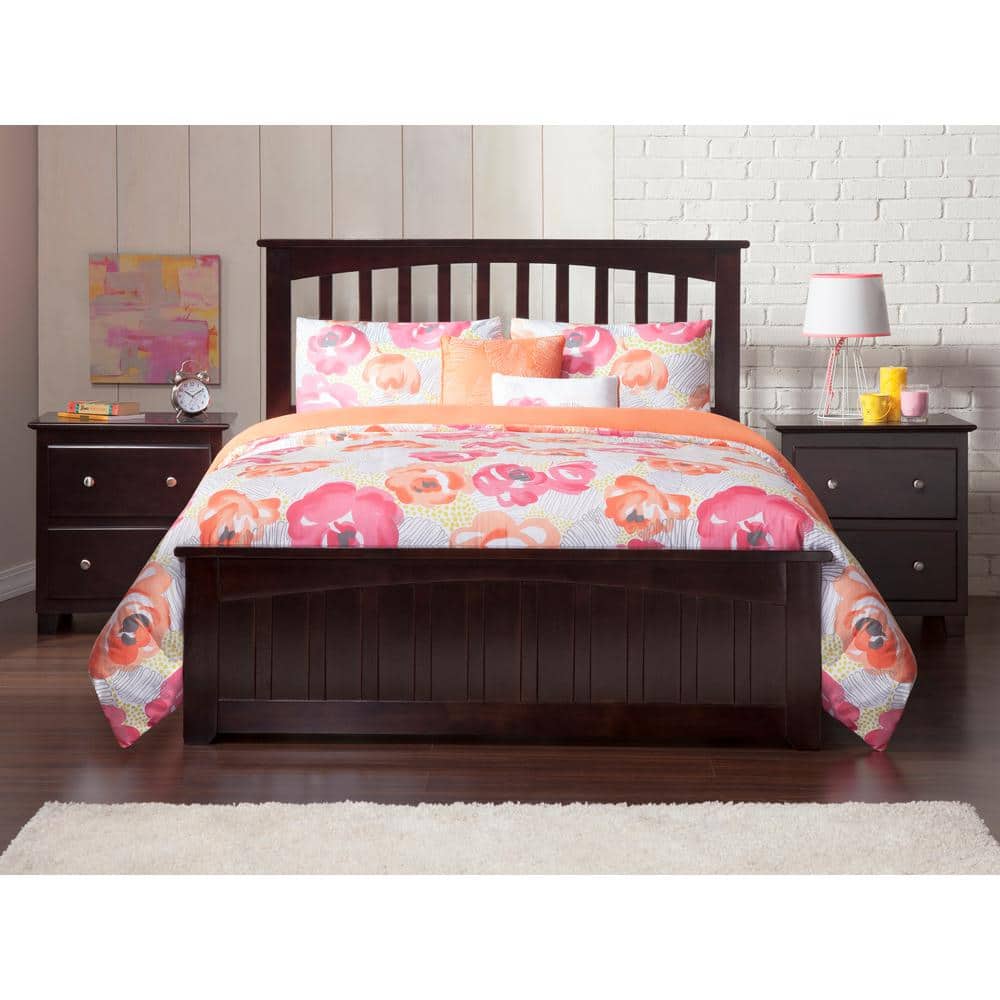 Mission Full Dark Wood Bed with Storage Drawers