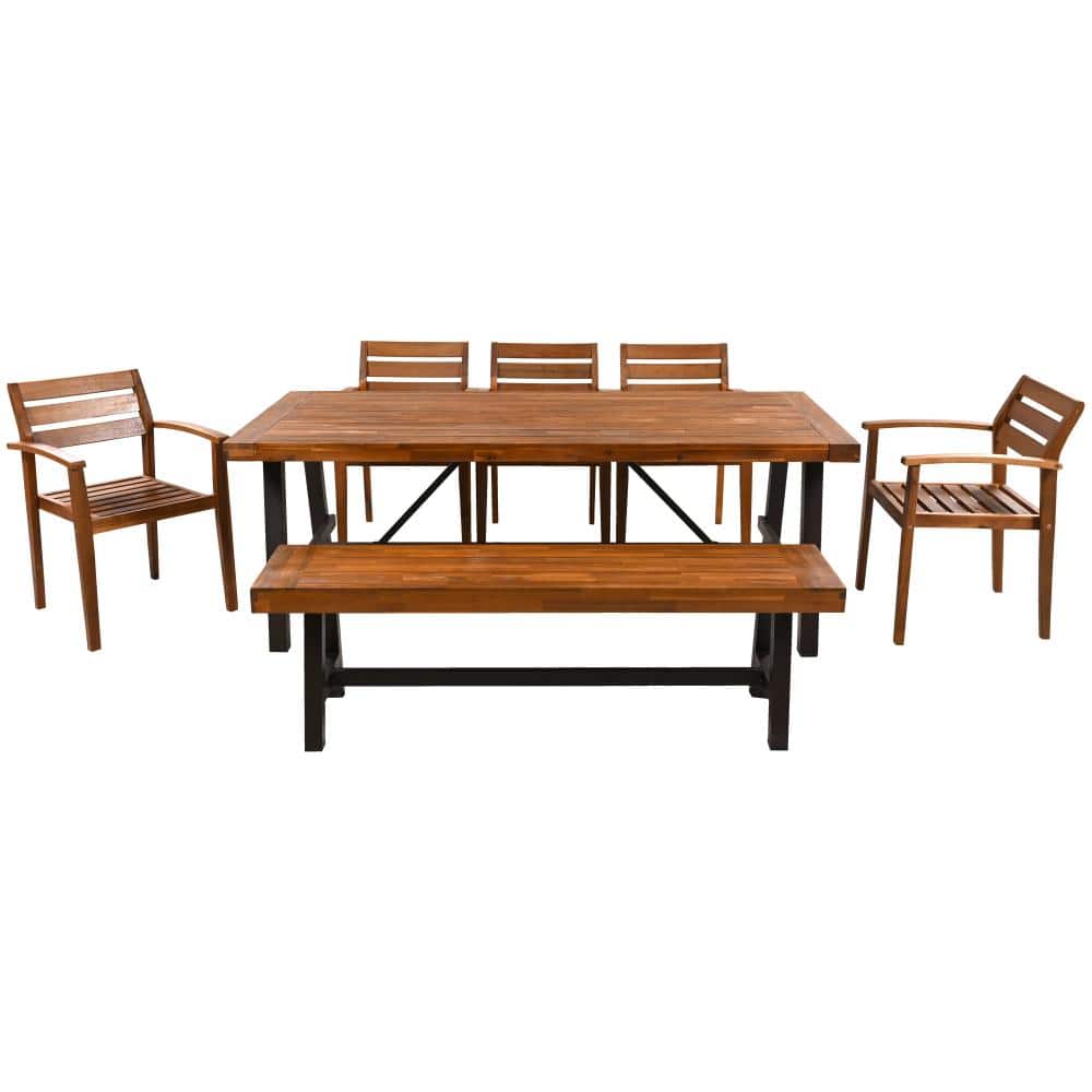 Teak Acacia Wood Outdoor Wood Dining Set, Outdoor Dining Furniture with Cushions price history on PriceWatchPro