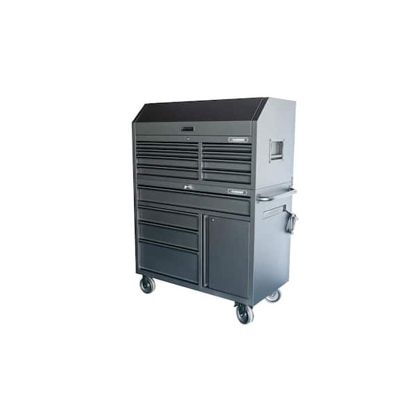 HD 46 in. Wide 24.5 in. Deep 12-Drawer Tool Chest and Rolling Cab Set, Matte Black