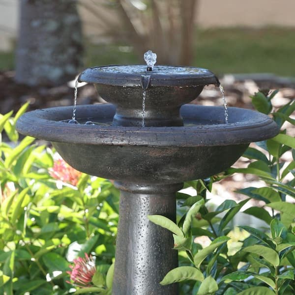 Smart Solar Chatsworth Antique Bronze Two-Tier Solar on Demand Fountain  24260RM1 - The Home Depot