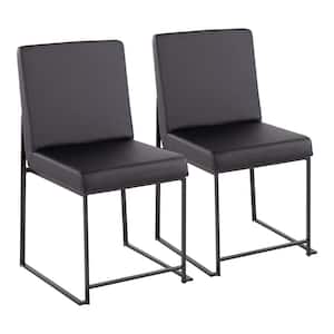 Fuji Black Faux Leather and Black Steel High Back Dining Side Chair (Set of 2)