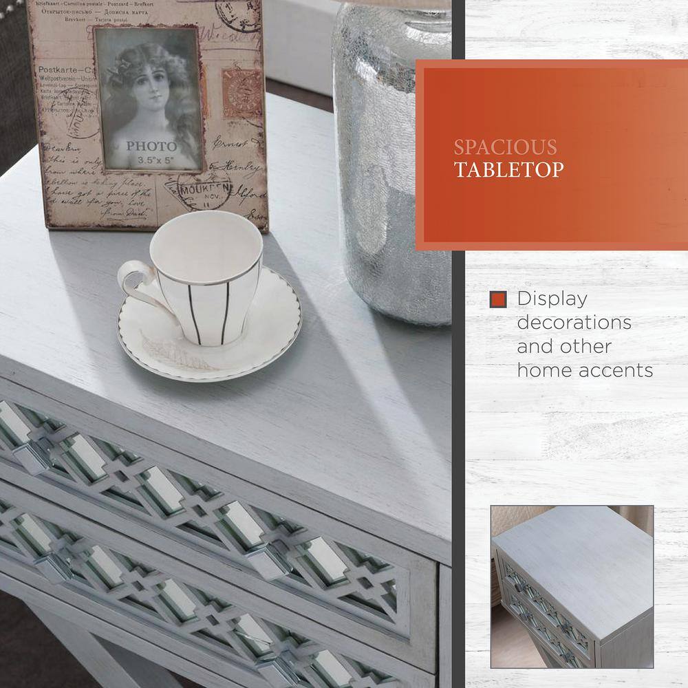Silver Leaf Mirrored 2-Drawer X Base Nightstand