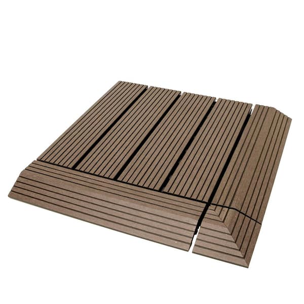 CREATIVE SURFACES 3 in. x 12 in. Composite Deck Tile Edge Trim in Cypress (4-Pieces Per Box)