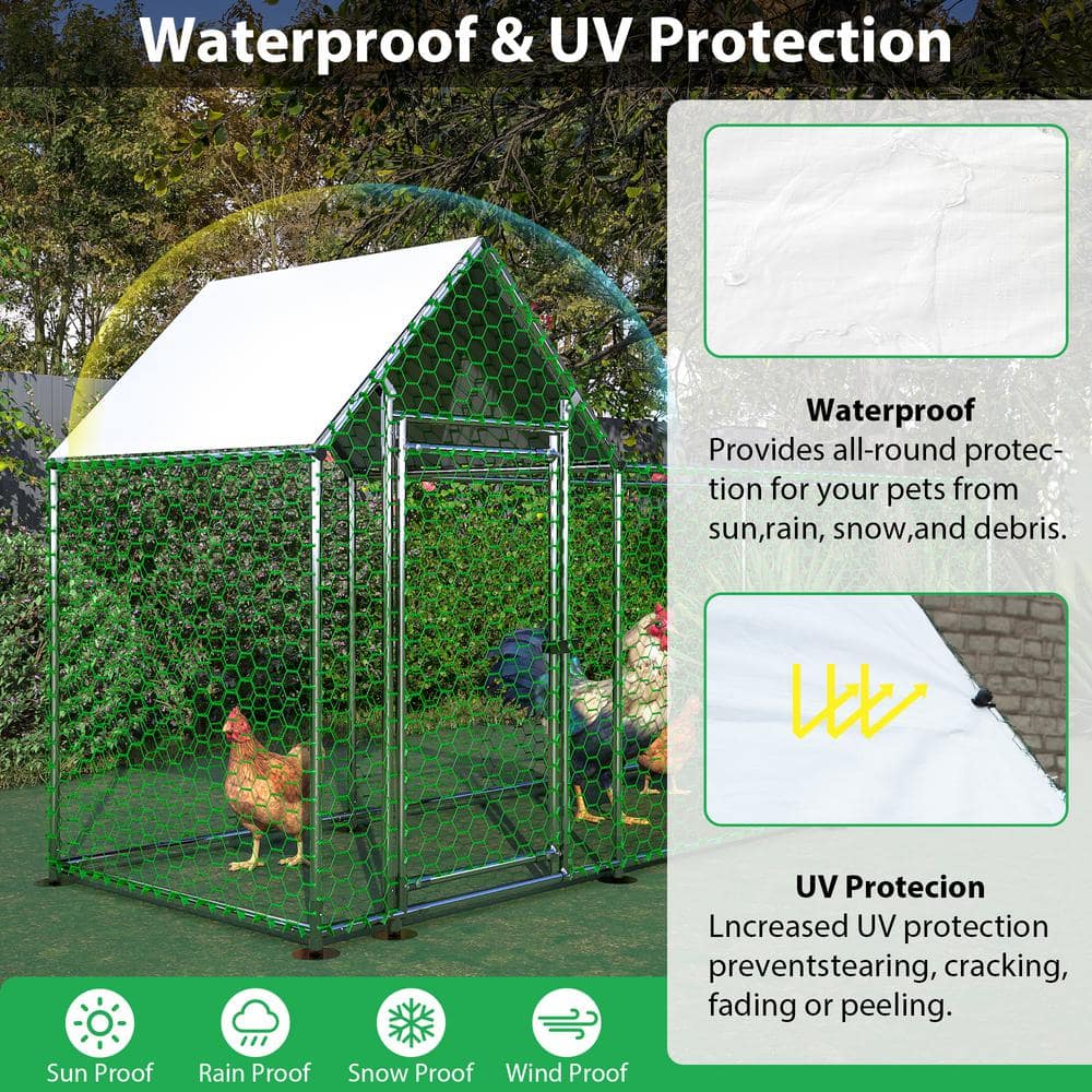 10x3FT Green Metal Chicken Coop with PVC-Coated Wire Mesh and Cover