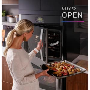 Profile 30 in. Smart Double Electric Wall Oven with Left-Hand Side-Swing Doors and Convection in Stainless Steel