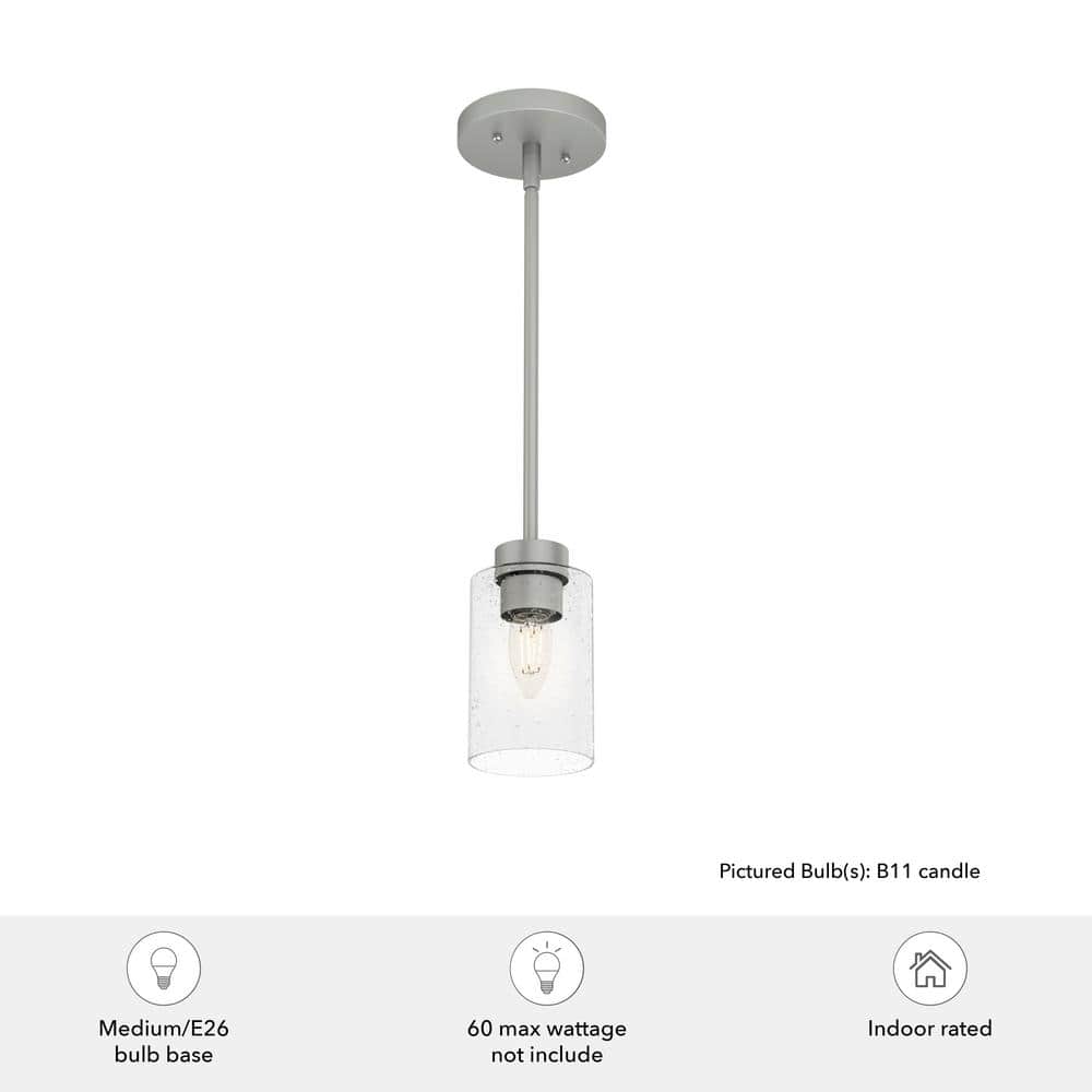 Hartland Mini Seeded Glass Jar Pendant Light in Matte Silver