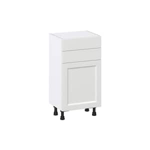 18 in. W x 14 in. D x 34.5 in. H Alton Painted White Shaker Assembled Shallow Base Kitchen Cabinet with 2 Drawers