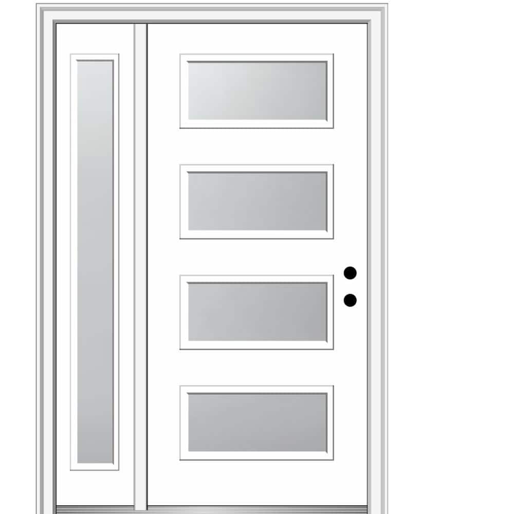 MMI DOOR Celeste 50 in. x 80 in. Left-Hand Inswing 4-Lite Frosted Glass ...
