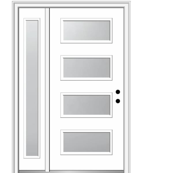 MMI Door Celeste 50 in. x 80 in. Left-Hand Inswing 4-Lite Frosted Glass Primed Fiberglass Prehung Front Door on 6-9/16 in. Frame