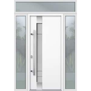 1713 60 in. x 96 in. Right-Hand/Inswing Frosted Glass White Steel Prehung Front Door with Hardware