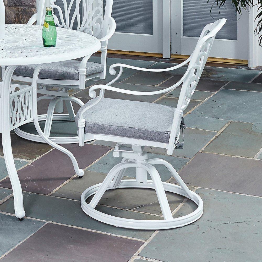Rustic Refinement White Cast Aluminum Outdoor Chair with Cushions