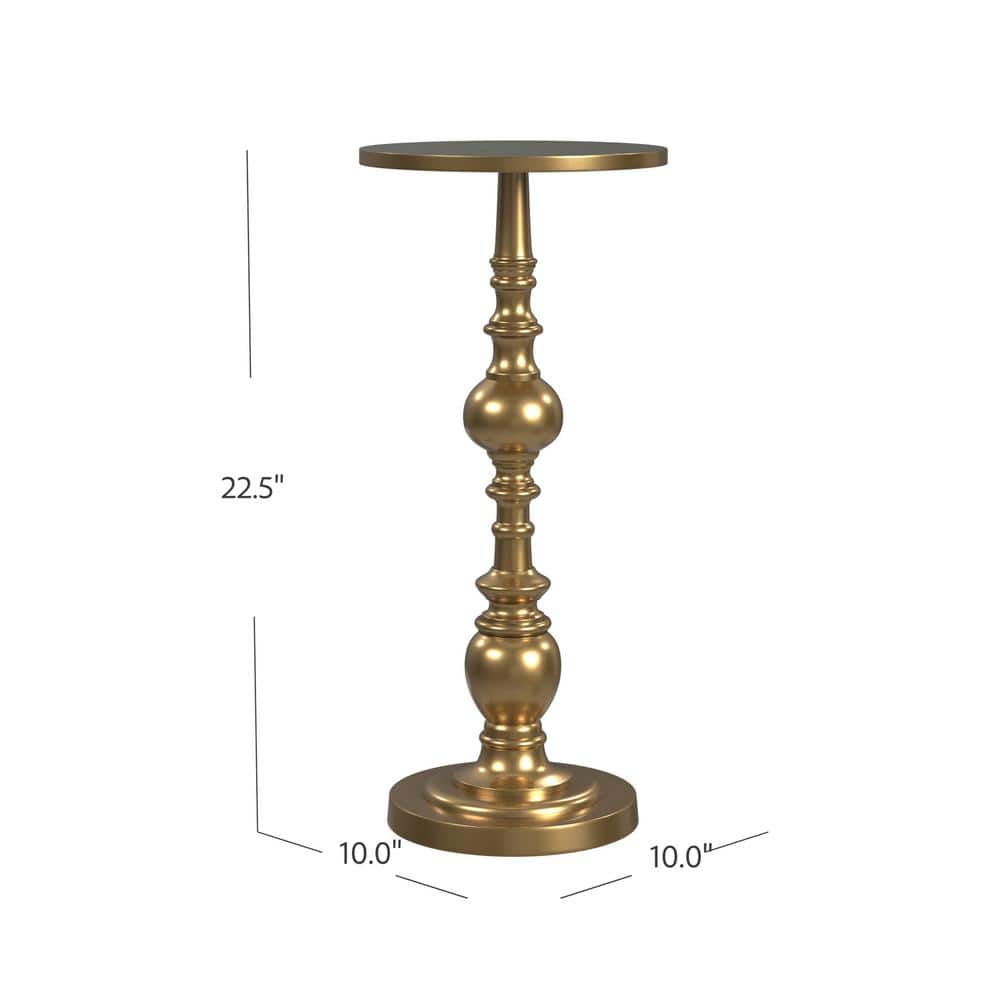 Millender Round Antique Gold Aluminum Pedestal End Table
